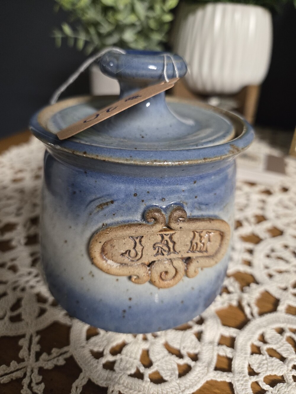 Blue Studio Pottery Jam Jar with Lid